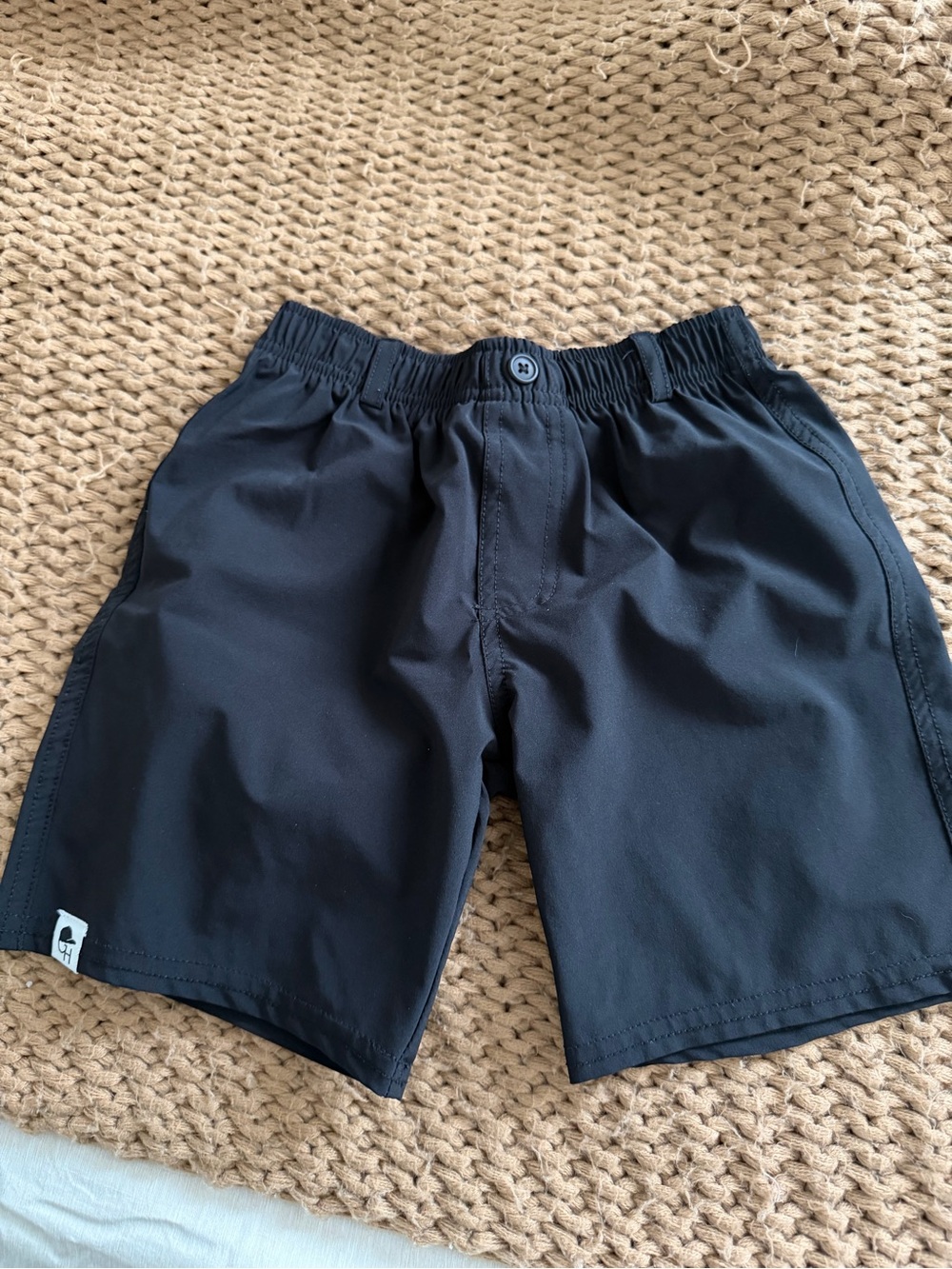 Black Elastic Waist Kids Shorts